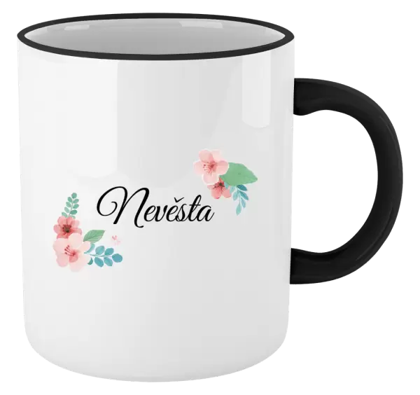 Hrnek Nevěsta - růžovomodré květiny