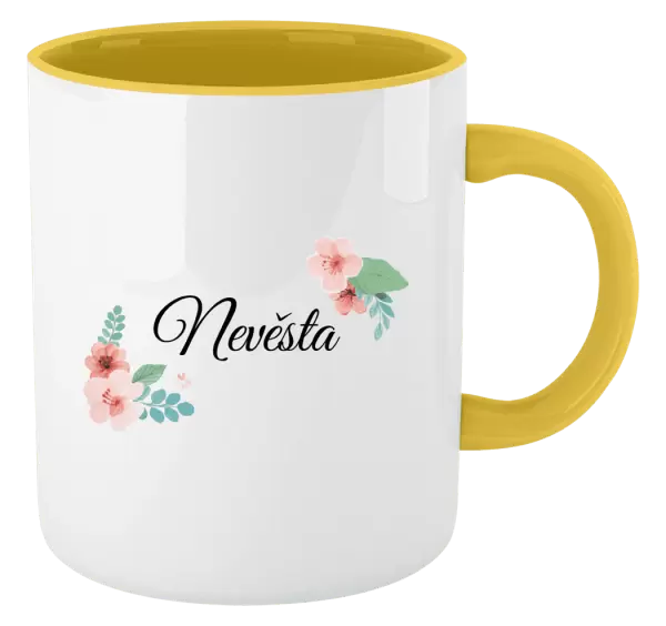 Hrnek Nevěsta - růžovomodré květiny