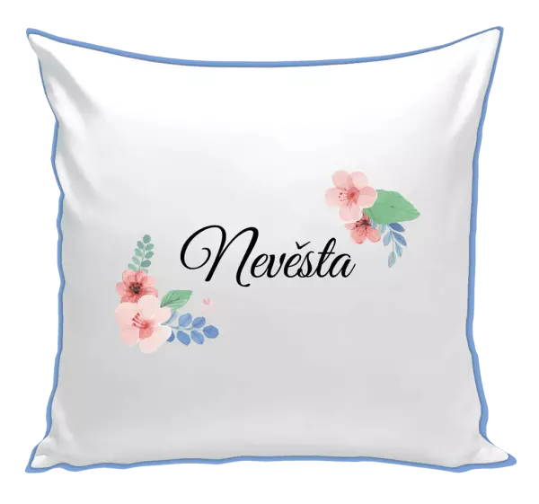 Polštář Nevěsta - růžovomodré květiny
