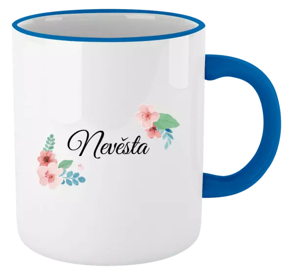 Hrnek Nevěsta - růžovomodré květiny
