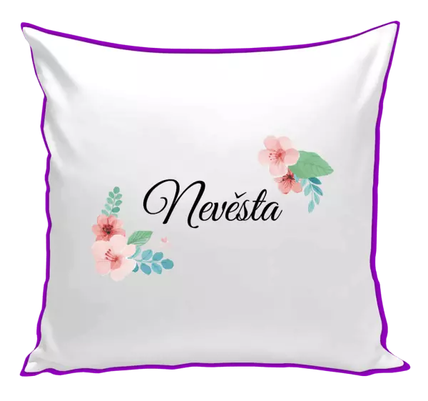 Polštář Nevěsta - růžovomodré květiny