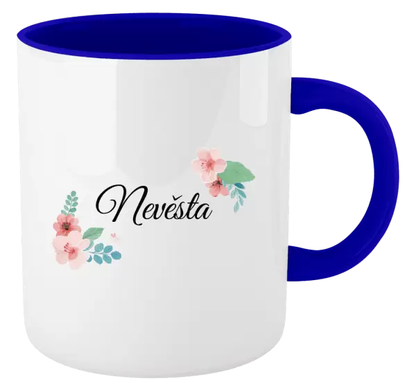 Hrnek Nevěsta - růžovomodré květiny