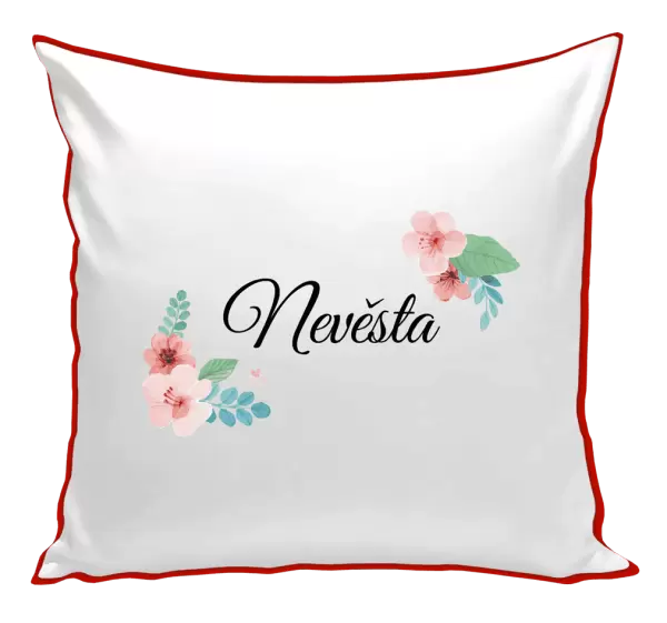 Polštář Nevěsta - růžovomodré květiny