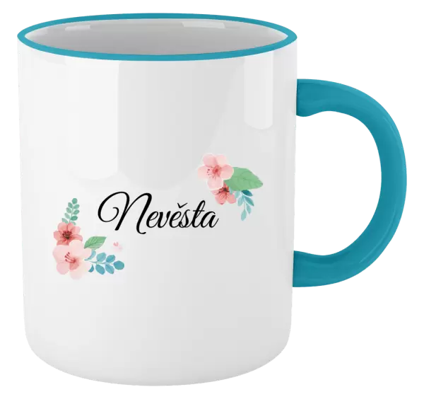 Hrnek Nevěsta - růžovomodré květiny