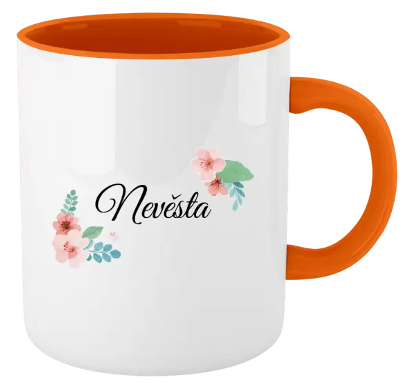 Hrnek Nevěsta - růžovomodré květiny