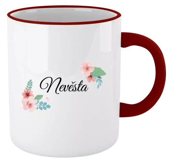 Hrnek Nevěsta - růžovomodré květiny