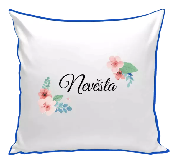 Polštář Nevěsta - růžovomodré květiny