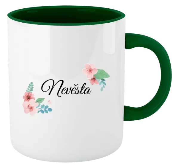 Hrnek Nevěsta - růžovomodré květiny