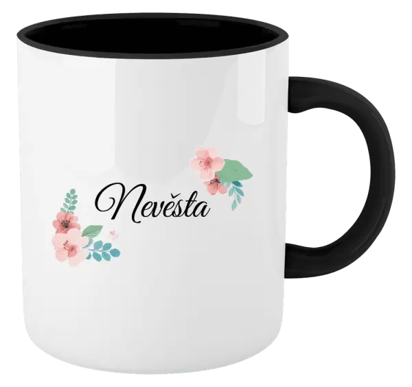 Hrnek Nevěsta - růžovomodré květiny