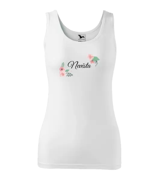 Dámské tílko Nevěsta - růžovomodré květiny