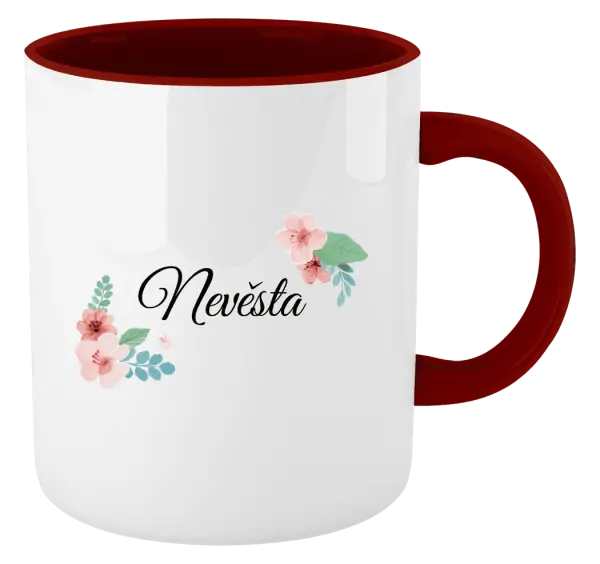 Hrnek Nevěsta - růžovomodré květiny