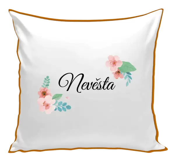 Polštář Nevěsta - růžovomodré květiny
