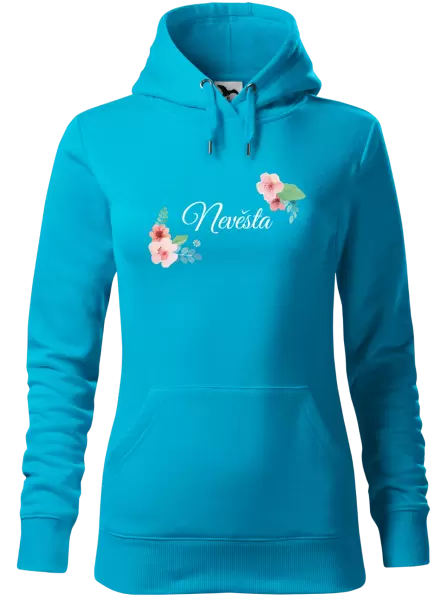 Dámská mikina Nevěsta - růžovomodré květiny