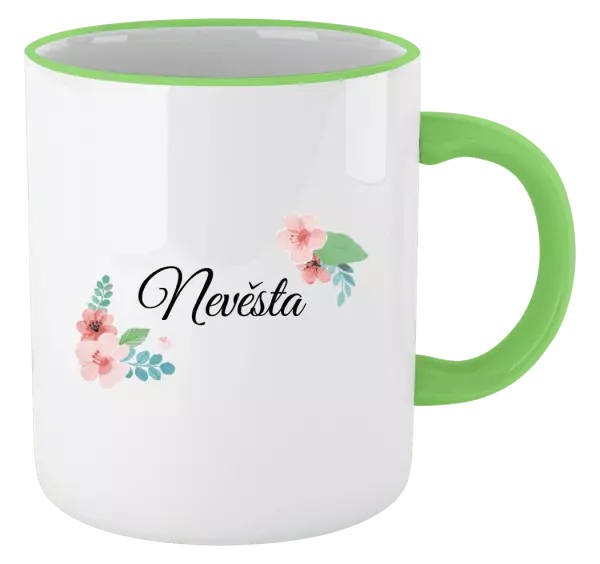 Hrnek Nevěsta - růžovomodré květiny
