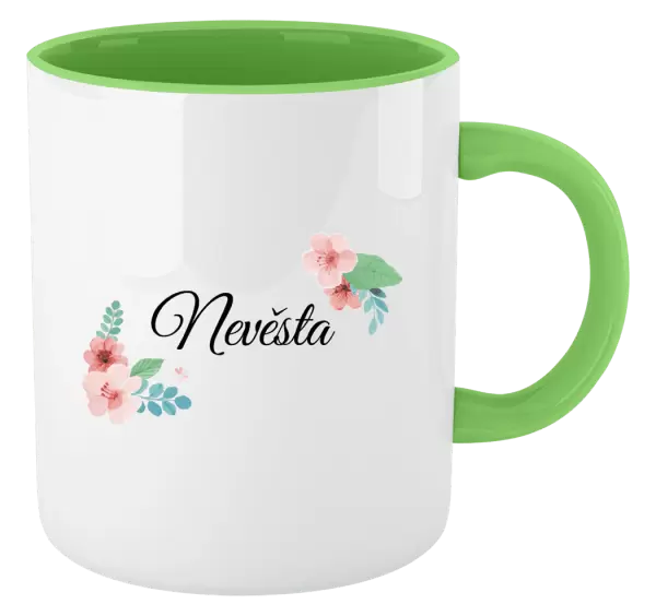 Hrnek Nevěsta - růžovomodré květiny