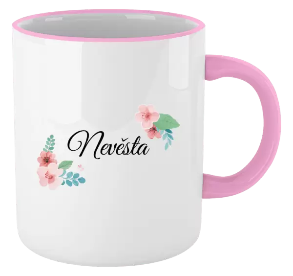 Hrnek Nevěsta - růžovomodré květiny