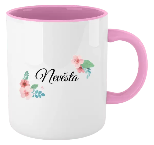 Hrnek Nevěsta - růžovomodré květiny