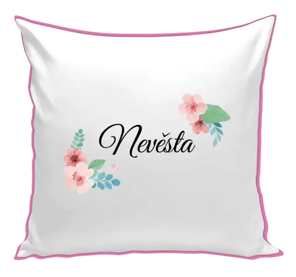 Polštář Nevěsta - růžovomodré květiny