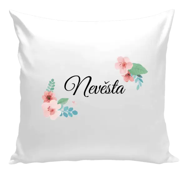 Polštář Nevěsta - růžovomodré květiny