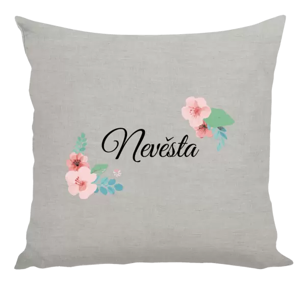 Polštář Nevěsta - růžovomodré květiny