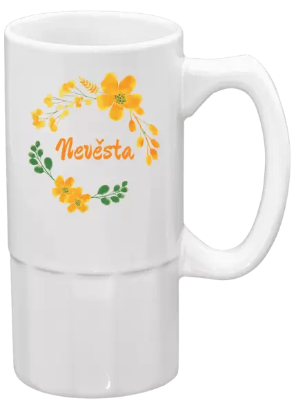 Půllitr Nevěsta - žluté květiny