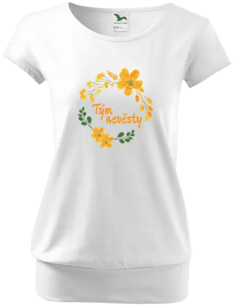 Dámské tričko Tým nevěsty - žluté květiny