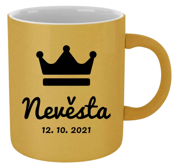 Metalický hrnek Nevěsta s datem