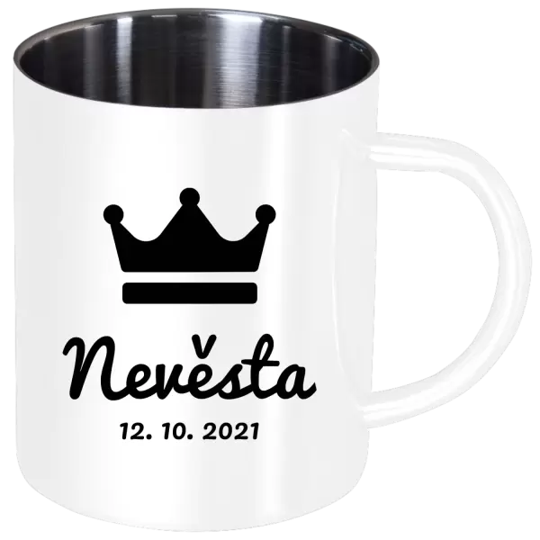 Nerezový hrnek Nevěsta s datem