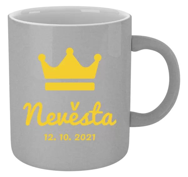 Metalický hrnek Nevěsta s datem