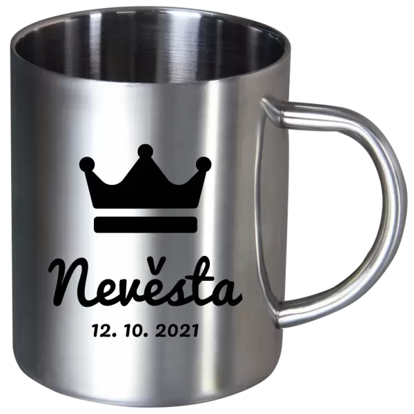 Nerezový hrnek Nevěsta s datem