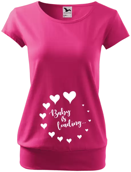 Těhotenské tričko Baby is loading se srdíčky