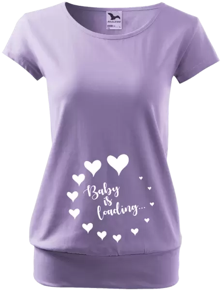 Těhotenské tričko Baby is loading se srdíčky