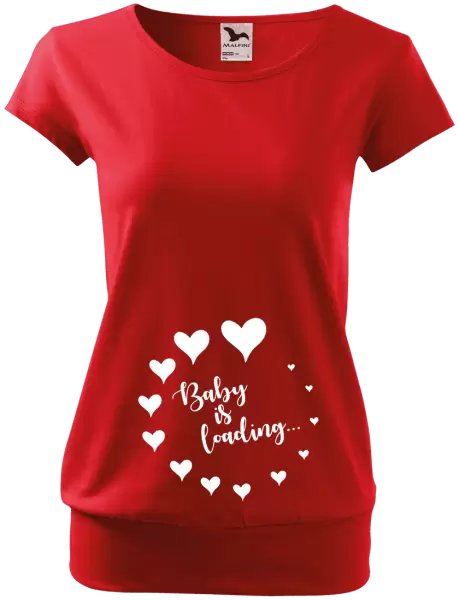 Těhotenské tričko Baby is loading se srdíčky