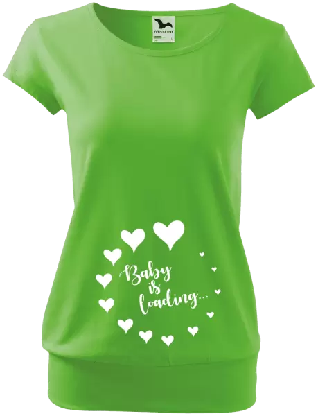 Těhotenské tričko Baby is loading se srdíčky