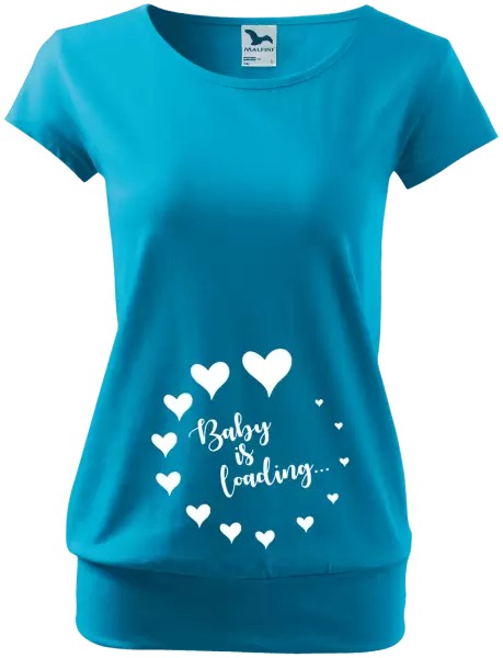 Těhotenské tričko Baby is loading se srdíčky