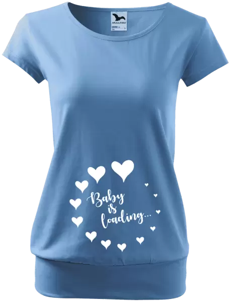 Těhotenské tričko Baby is loading se srdíčky