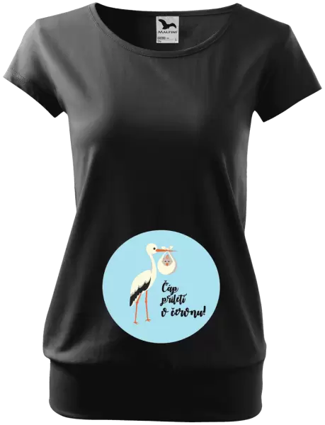 Těhotenské tričko Čáp přiletí v měsíci...