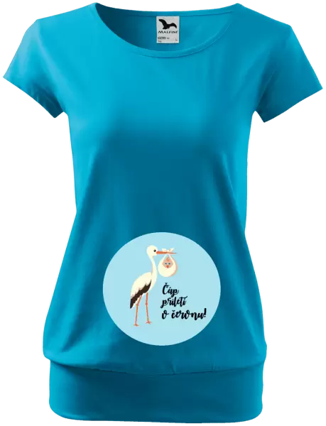 Těhotenské tričko Čáp přiletí v měsíci...