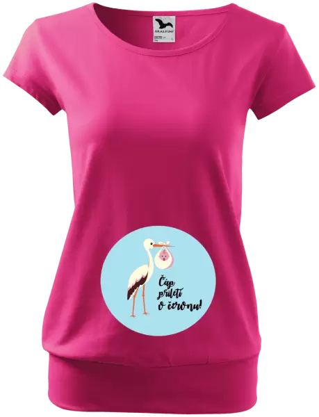 Těhotenské tričko Čáp přiletí v měsíci...