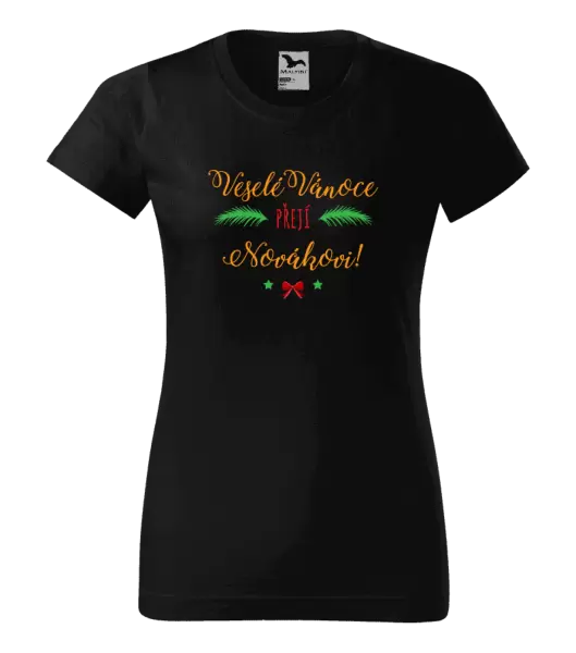 Dámské vánoční tričko Veselé Vánoce přejí... (příjmení)