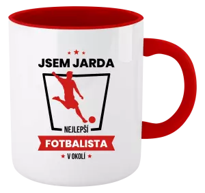 Hrnek 330 ml - barevný vnitřek a ucho Nejlepší v okolí - fotbalista