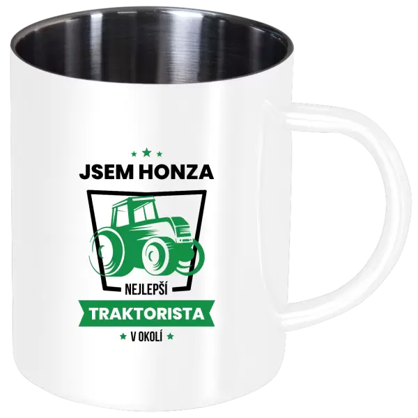Nerezový hrnek Nejlepší v okolí - traktorista