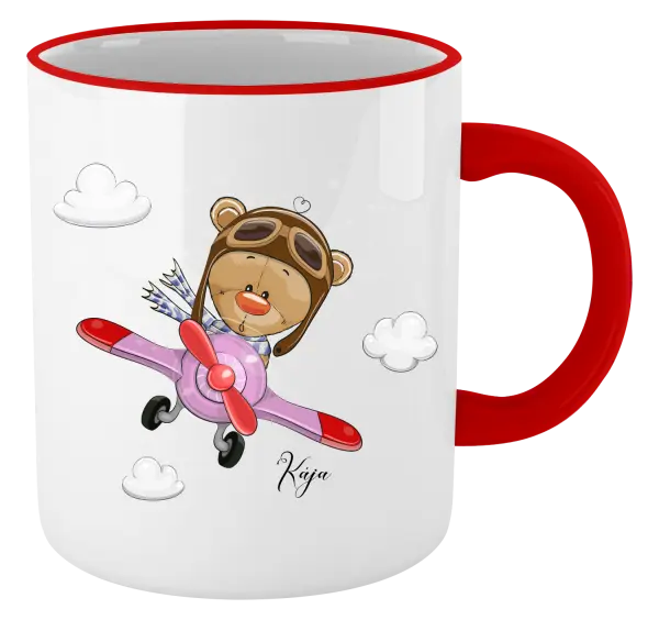 Hrnek Medvídek v letadle