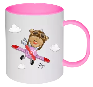 Hrnek 330 ml - plastový Medvídek v letadle