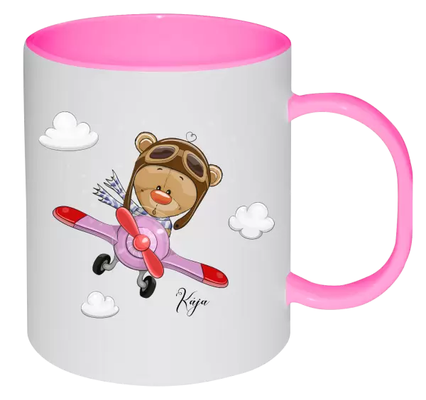 Plastový hrnek Medvídek v letadle
