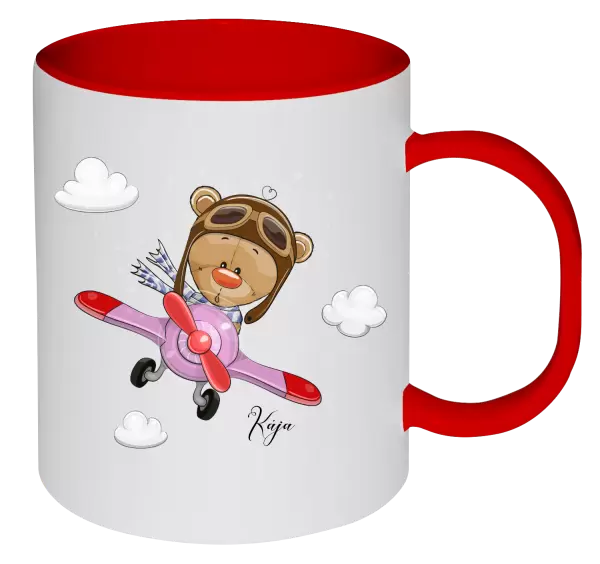 Plastový hrnek Medvídek v letadle