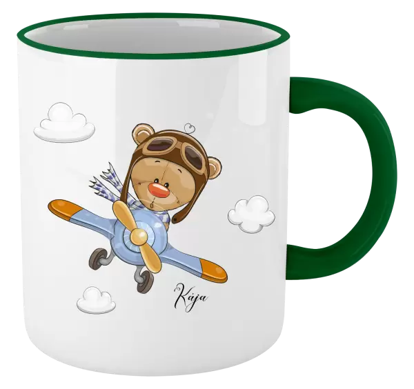 Hrnek Medvídek v letadle