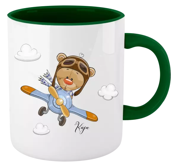 Hrnek Medvídek v letadle