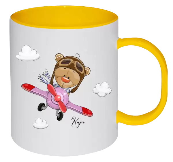 Plastový hrnek Medvídek v letadle