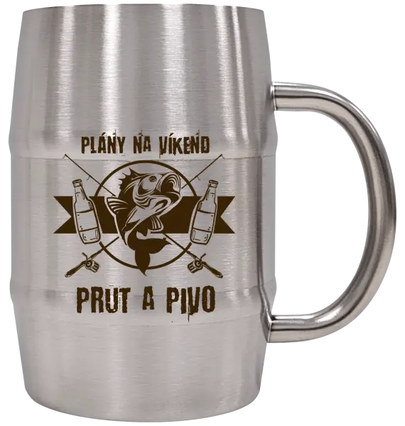 Nerezový chladicí půllitr Plány na víkend - prut a pivo